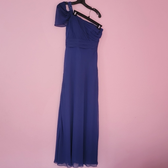 Bari Jay  One Shoulder, Navy Blue Dress/ Size 8. - Picture 1 of 8